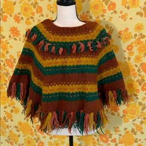 Beautiful True Vintage Hand Made Fringe Poncho